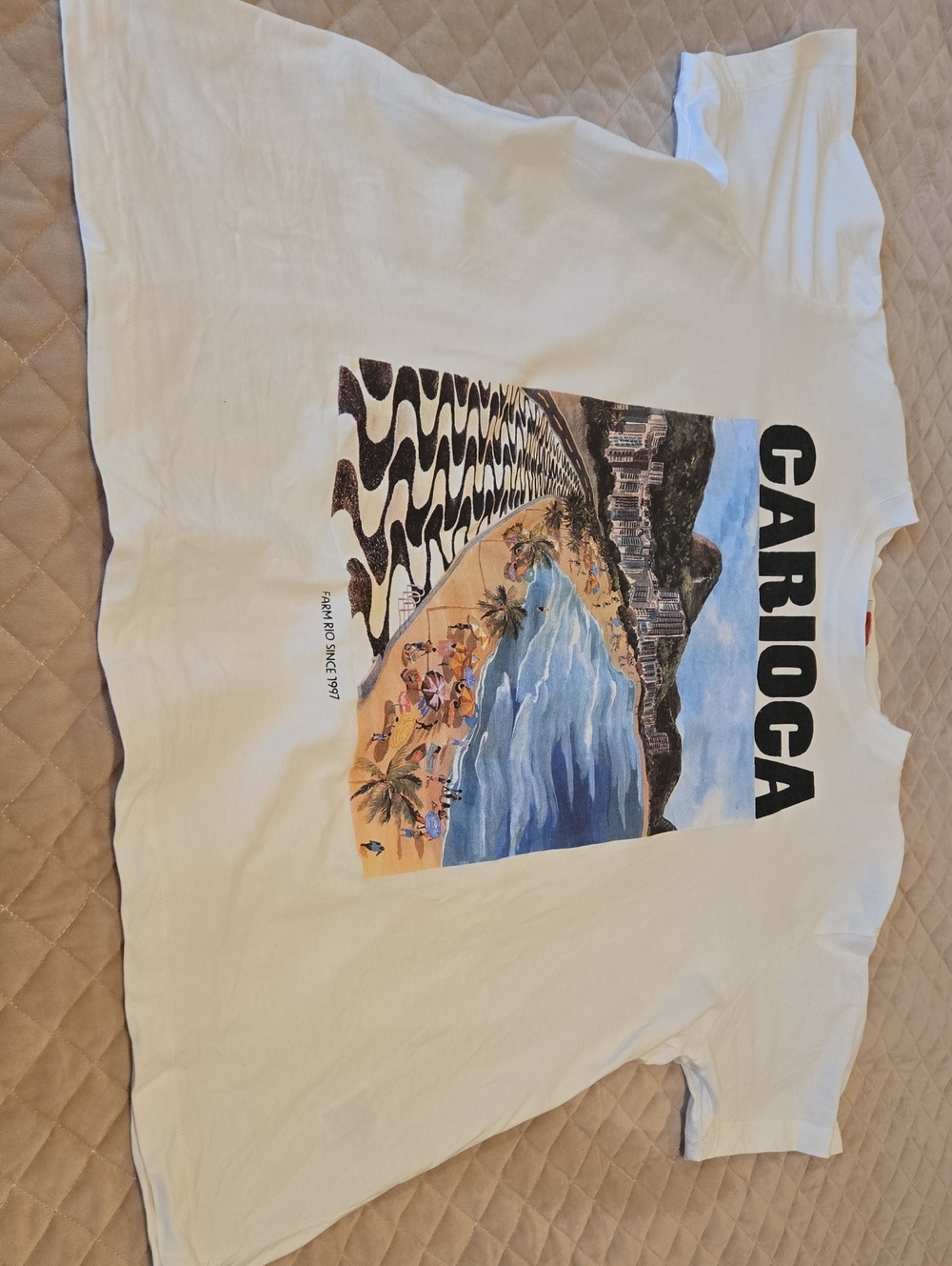 FARM Rio (XL) White Carioca Graphic Oversozed Beach Tee Scenic Print. 23" P2P